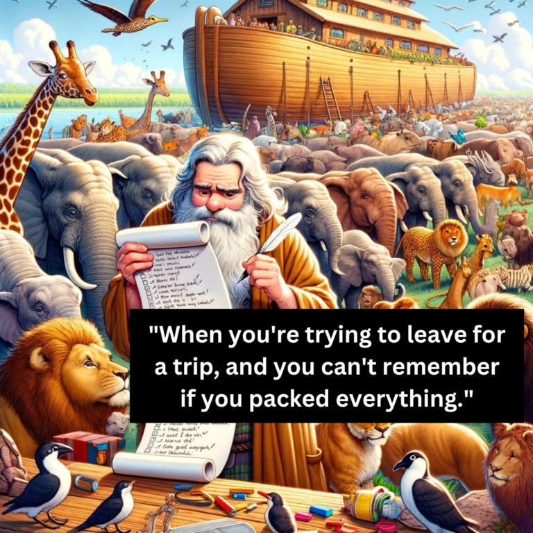 Bible Meme:  Noah Packing for His Trip