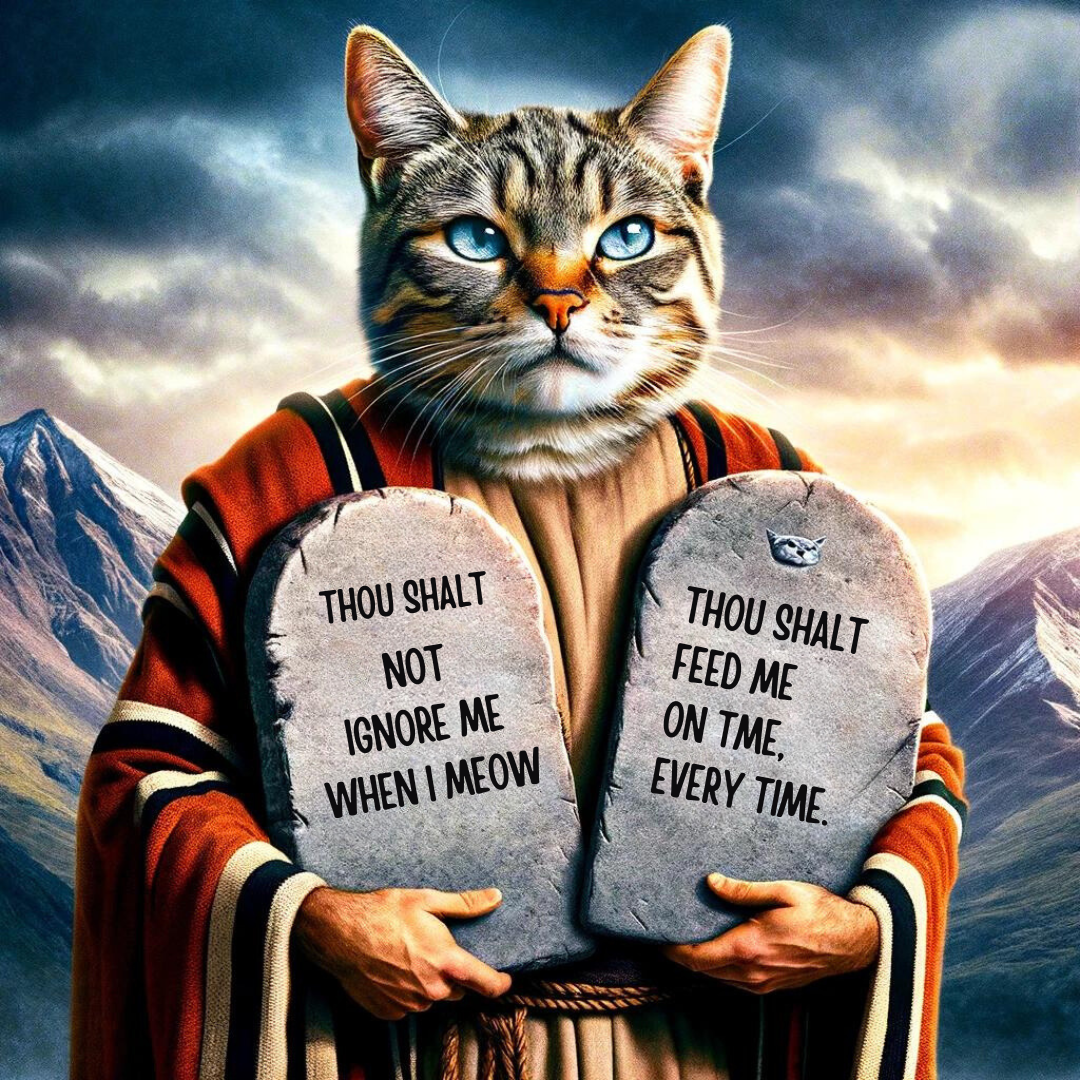 Funny Cat Bible Meme - Cat Moses Commandments