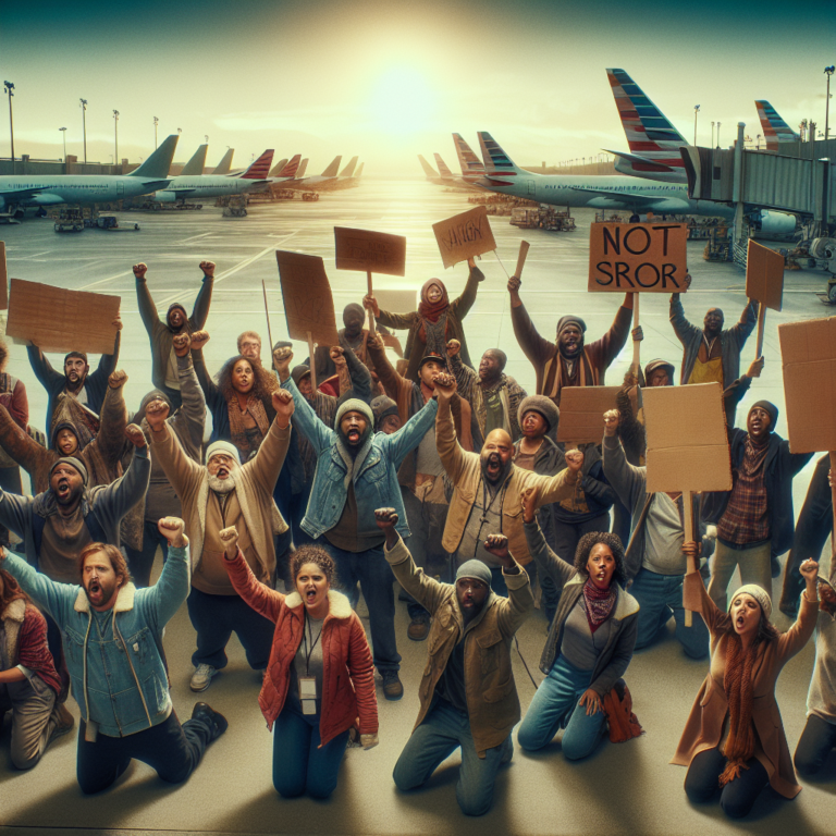 Workers at Charlotte airport in North Carolina strike to protest low wages