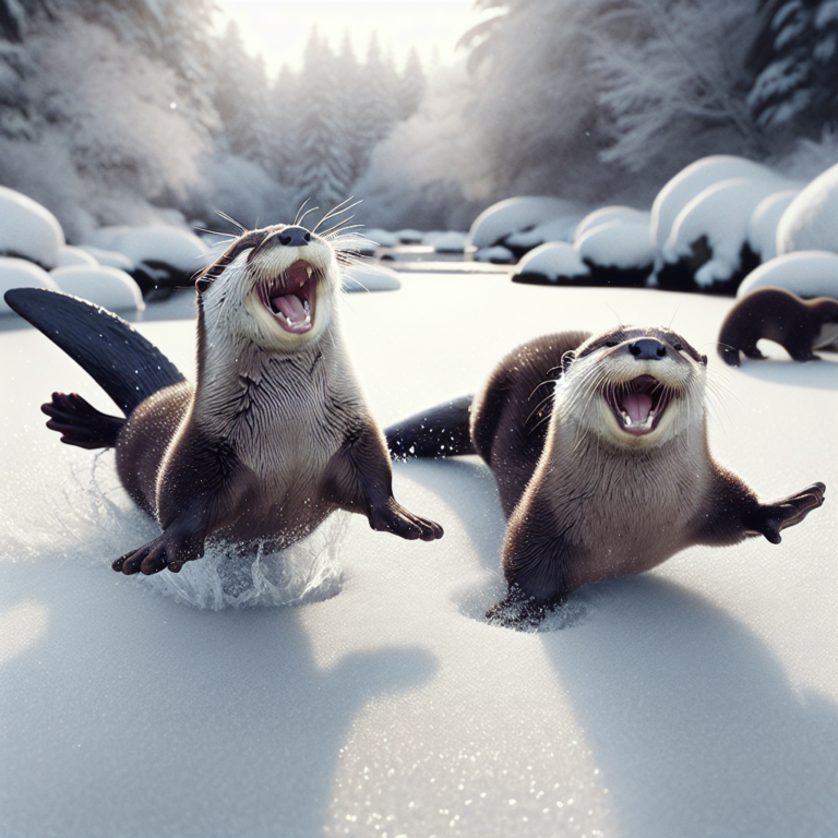 River Otters Seen Playing and Loving Life in the Snow