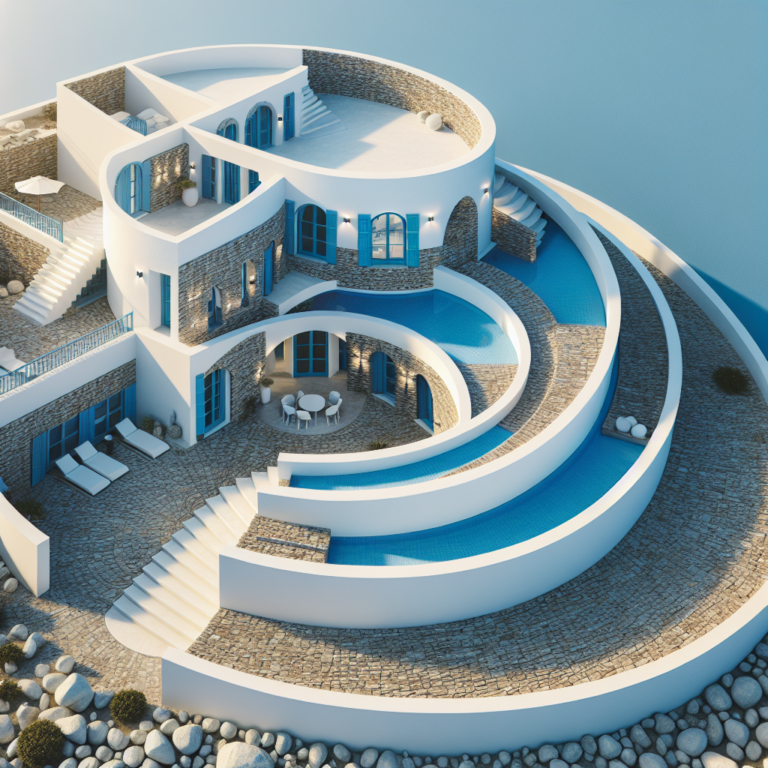 curved dry stone wall outlines mykonian villa by A31 and tom dixon