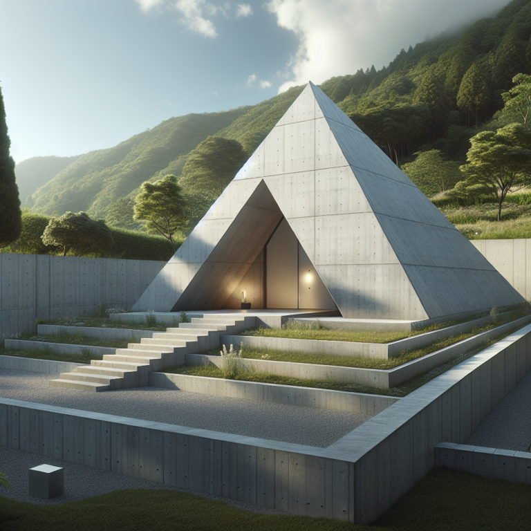 IGArchitects’ pyramid hut residence echoes concrete tombs, japan