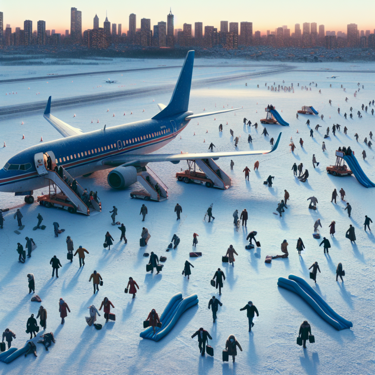 Passengers evacuate Delta flight on slides after aborted takeoff in snowy Atlanta