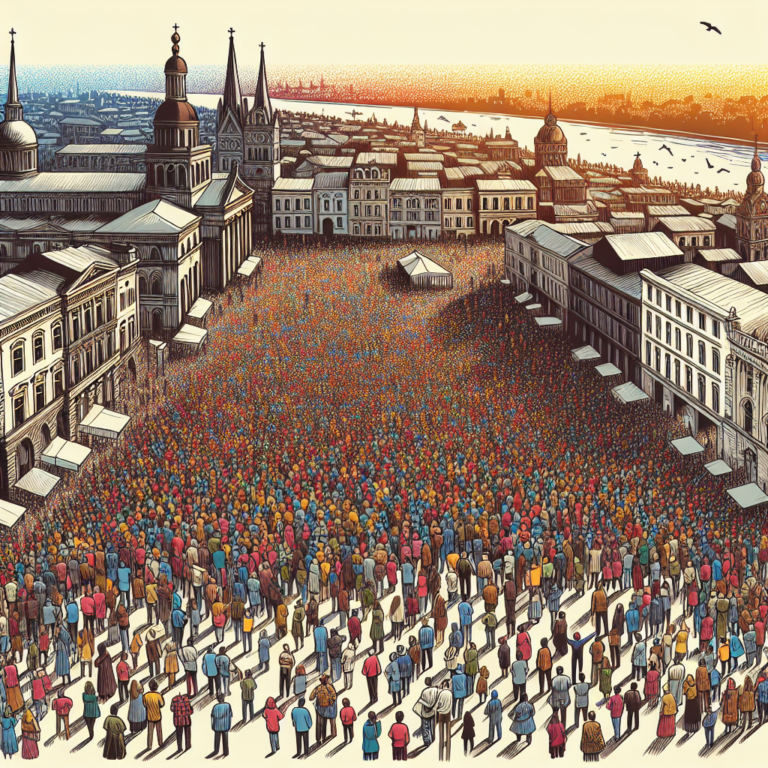 Tens of thousands rally in Serbia’s capital calling for an early election