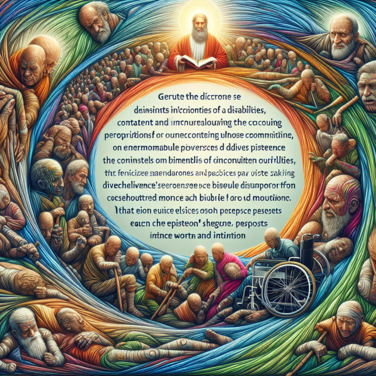 This devotional can explore themes of resilience, God’s unwavering love, and the unique gifts and perspectives that individuals with disabilities bring to the community. It can draw on biblical stories and verses that highlight God’s favor on those who face challenges, emphasizing that every life has inherent value and purpose.