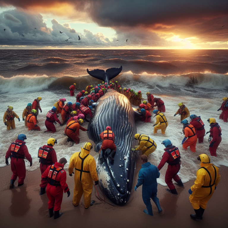 German rescuers race to save humpback whale stranded off Baltic Sea beach