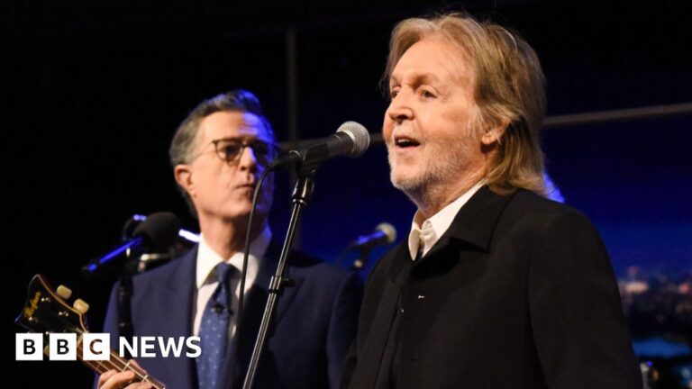 Stephen Colbert joined by Sir Paul McCartney for The Late Show finale – BBC