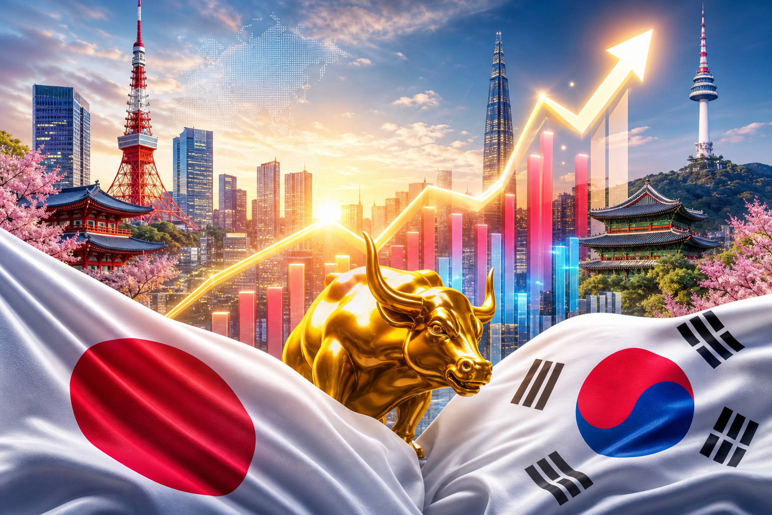 Markets in Japan and South Korea hit more records