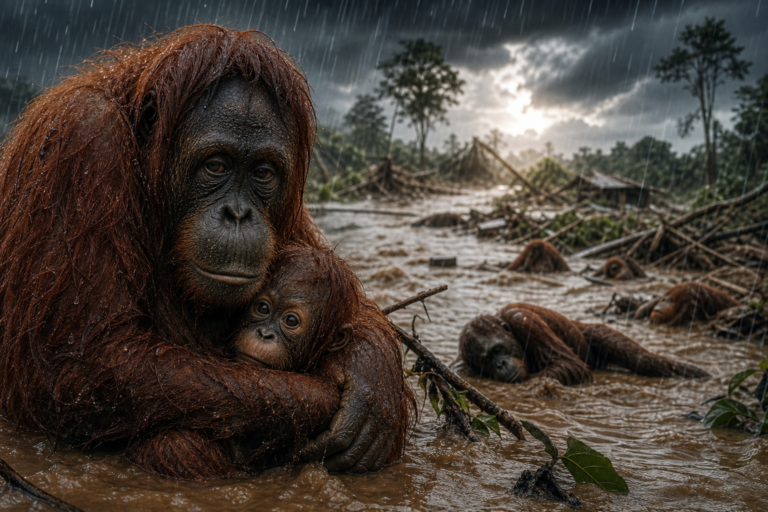 Four days of extreme rain killed 7% of world's rarest orangutans, study says – BBC