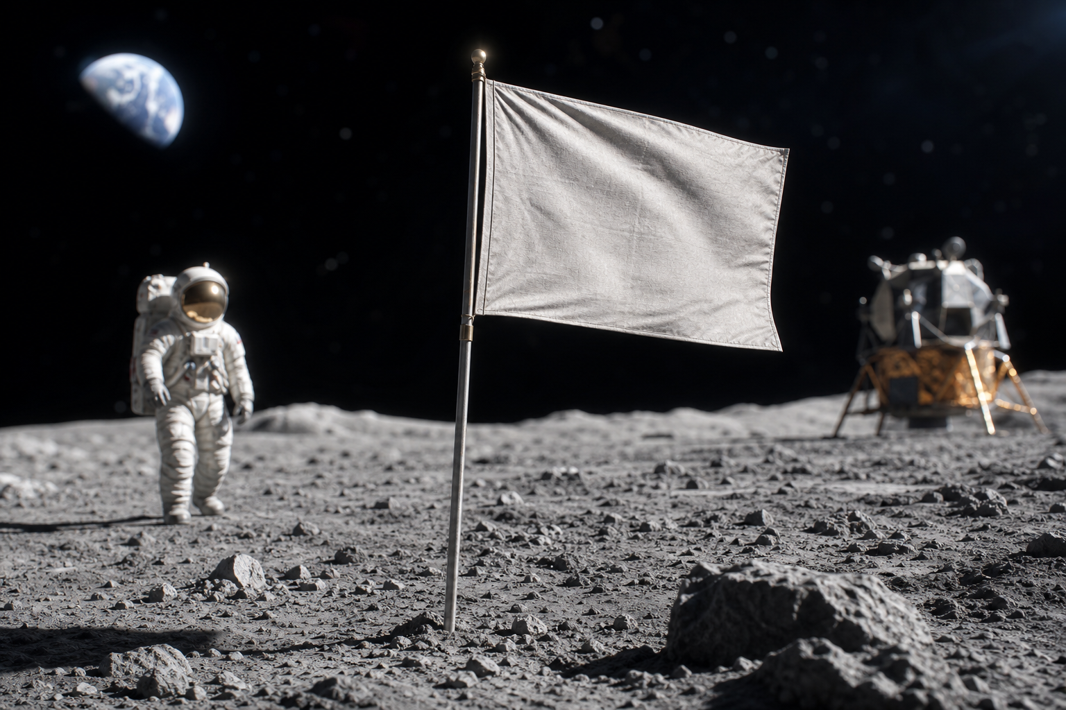 The American flags planted by Apollo astronauts have likely bleached pure white after 50 years of unfiltered solar radiation, leaving the most famous banners in history standing as blank cloth