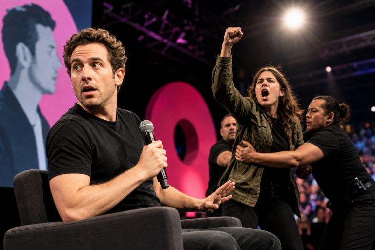 Harley Finkelstein’s Startupfest talk interrupted by protester