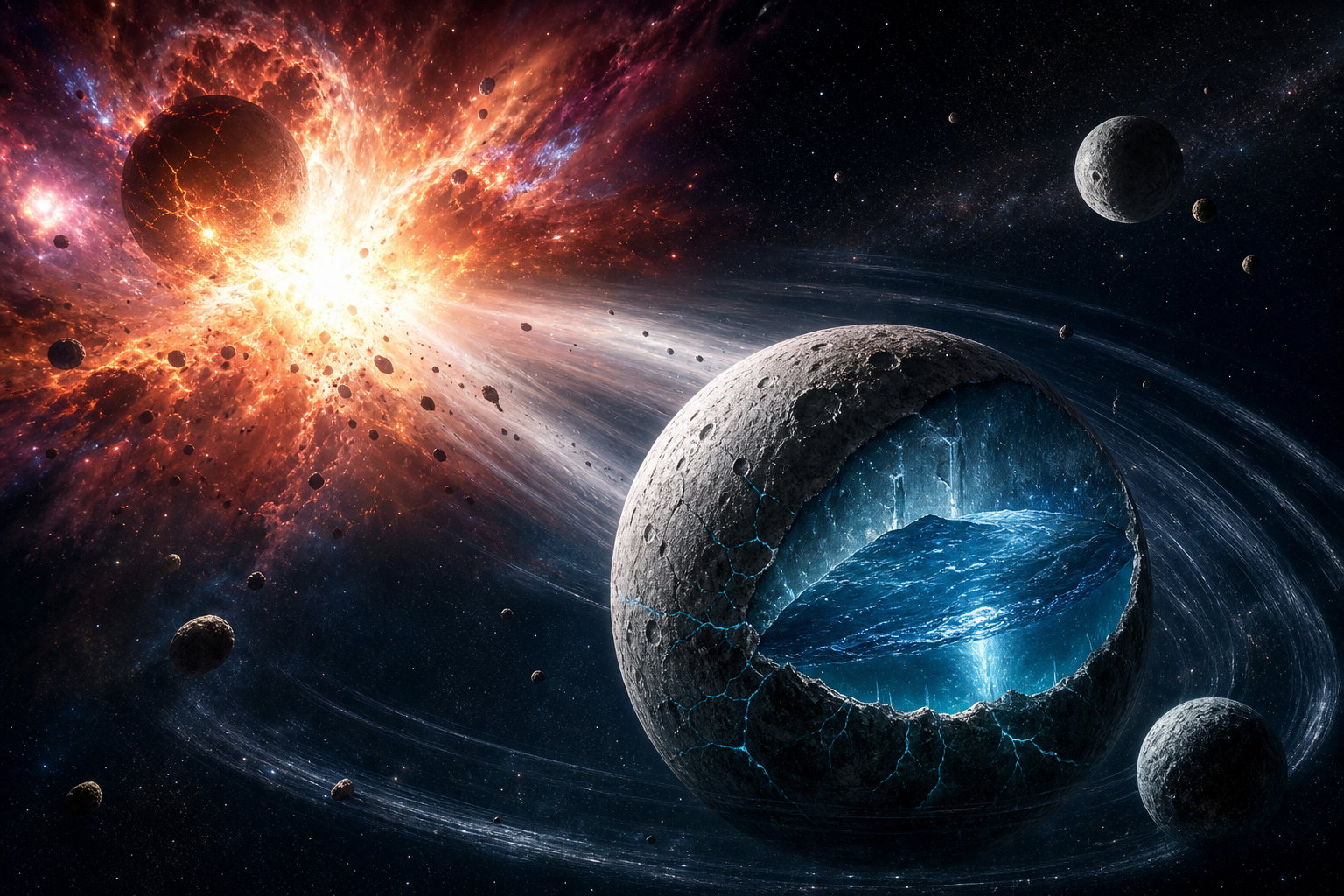 We tend to assume life needs a star to begin, but a 2025 study found that some moons carried into deep space by planets expelled during supernova explosions could preserve subsurface oceans for billions of years — heated not by sunlight, but by the repeated gravitational flexing of their orbits.