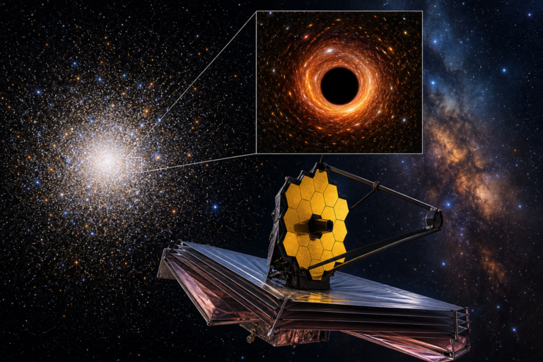 NASA space telescopes detect tiny black hole in ancient star cluster