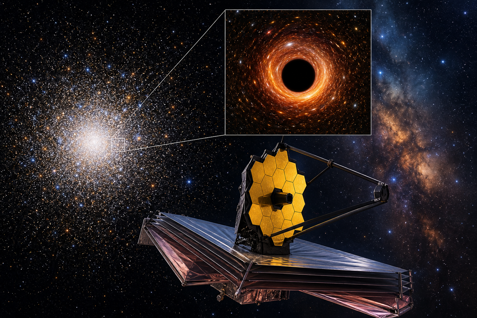 NASA space telescopes detect tiny black hole in ancient star cluster