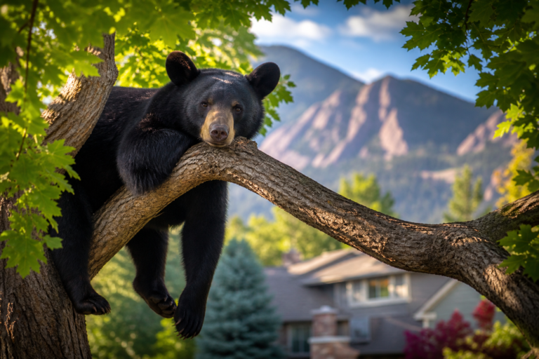 Bear spotted resting in a tree in Boulder County neighborhood