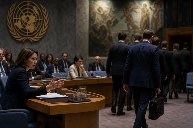 US diplomats walk out as France addresses UN Security Council | Conflict News