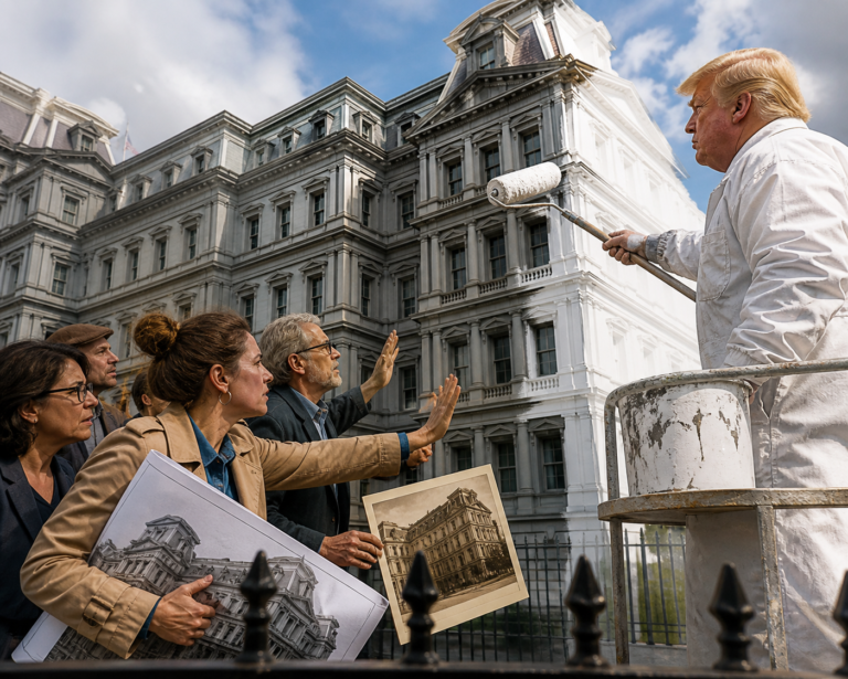 Preservationists seek to stop Trump from painting the Eisenhower Executive Office Building white