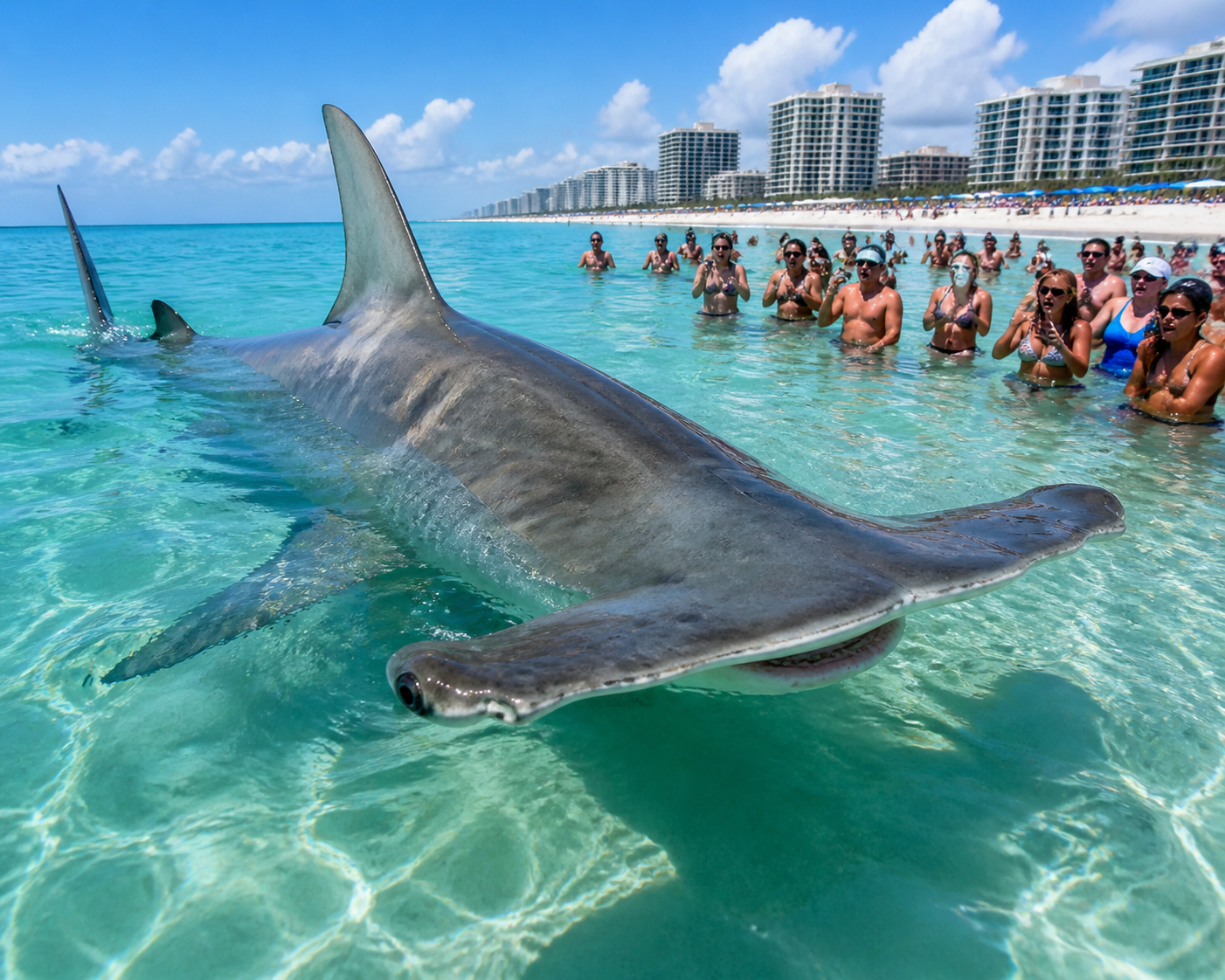 Giant hammerhead shark creates major spectacle in Florida shallows