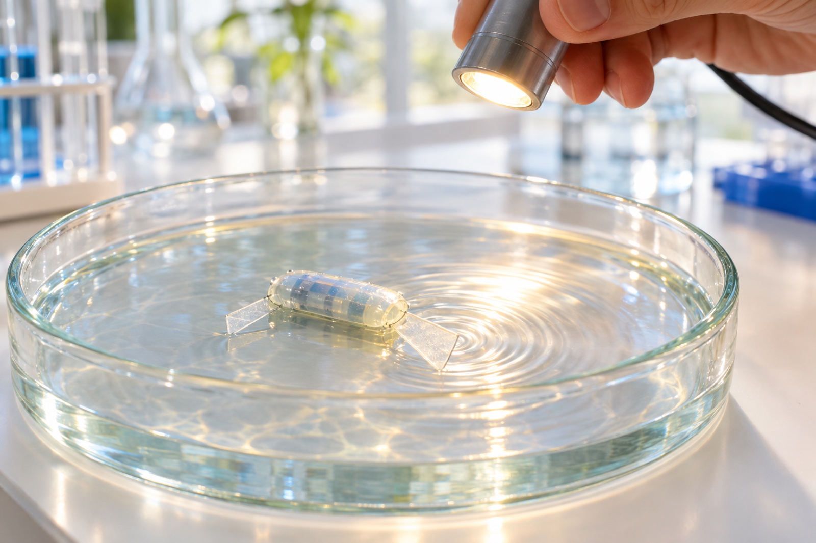 MIT's Gum-Sized Robot Swims on Living Muscle. A Human Still Holds the Light.